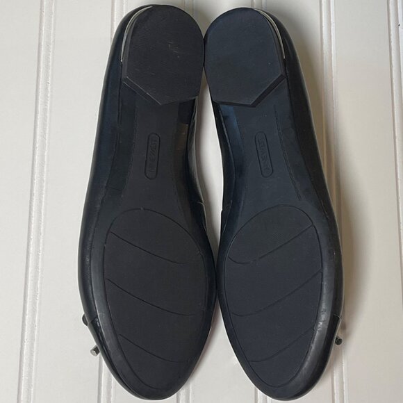 Nine West Jolee Women Cap Toe Ballet Flat 8M Black Leather Round Toe Slip-On Bow - Picture 10 of 10